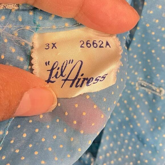 1950s Blue /White Spotted Sheer Pinafore Union Made Rare Belted Girls Dress 3y - Picture 2 of 13